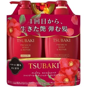 TSUBAKI  Premium 山茶花極致水潤亮澤洗護套裝 洗髮精 450ml + 護髮素 450ml -03350
