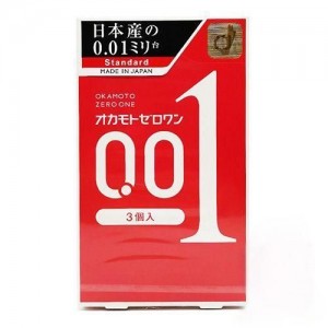 岡本 - 【普通碼】(1盒共3片) 日本版 0.01 極限超薄安全套  4547691749192
