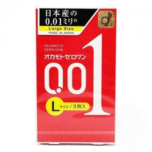 岡本 - 【大碼】(1盒共3片) 日本版 0.01 極限超薄安全套 (4547691775122)