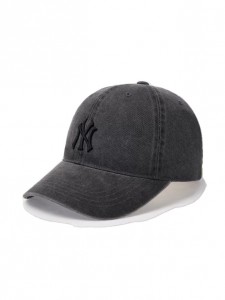 韓國MLB帽 小標黑色字母NY男女同款深灰色棒球帽子3ACPVV14N-50GRD（1612）