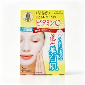 KOSÉ 維他命C美白剔透面膜 5片-9140 黃色