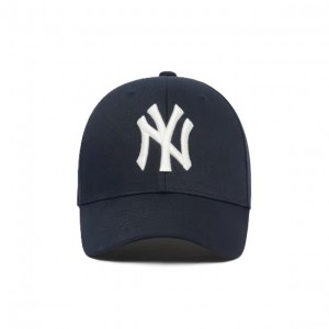 韓國MLB帽 大標白色字母NY男女同款深蓝色棒球帽子3ACP0802N-50NYS（7848）